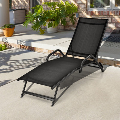 Costway Set of 2 Outdoor Chaise Lounge Chairs 5-Position Adjustable Recliners Sun Lounge - 8