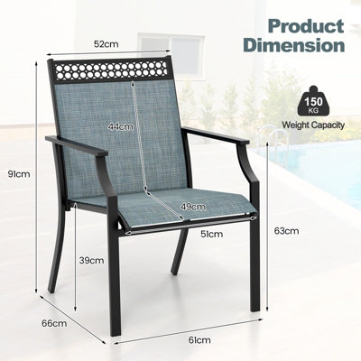 Costway Set of 2 Outdoor Patio Chairs Dining Chair Set Heavy Duty Metal Frame - 3