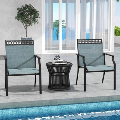 Costway Set of 2 Outdoor Patio Chairs Dining Chair Set Heavy Duty Metal Frame - 4