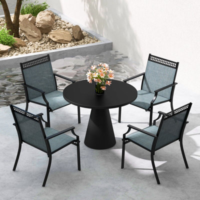 Costway Set of 2 Outdoor Patio Chairs Dining Chair Set Heavy Duty Metal Frame - 5