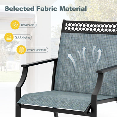 Costway Set of 2 Outdoor Patio Chairs Dining Chair Set Heavy Duty Metal Frame - 6