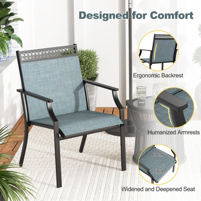 Costway Set of 2 Outdoor Patio Chairs Dining Chair Set Heavy Duty Metal Frame - 7