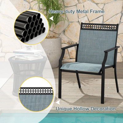 Costway Set of 2 Outdoor Patio Chairs Dining Chair Set Heavy Duty Metal Frame - 9