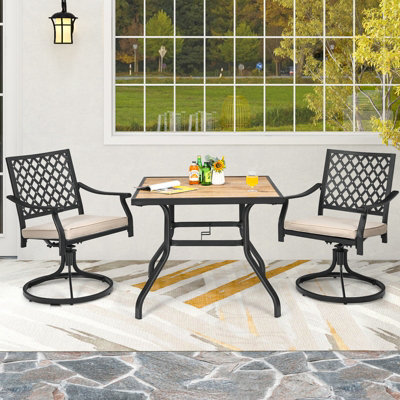Costway Set of 2 Outdoor Swivel Chair Patio Bistro Dining Chair Set w/ Soft Seat Cushion - 4