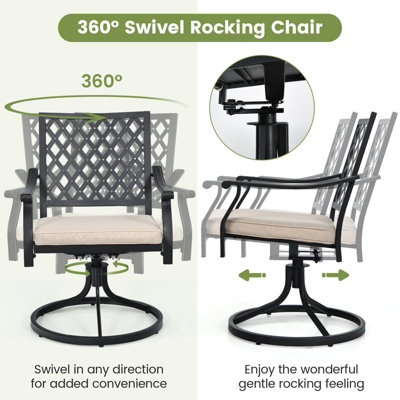 Costway Set of 2 Outdoor Swivel Chair Patio Bistro Dining Chair Set w Soft Seat Cushion