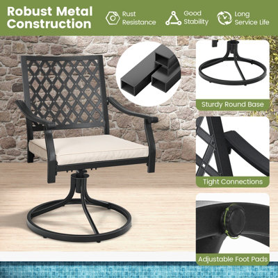 Costway Set of 2 Outdoor Swivel Chair Patio Bistro Dining Chair Set w/ Soft Seat Cushion - 7