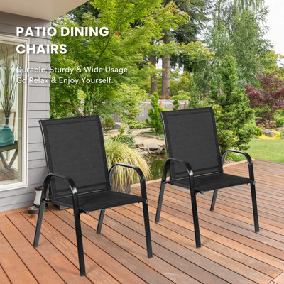 Costway Set of 2 Patio Chairs Portable High Back Garden Camping Dining Chairs W/ Armrest - 3
