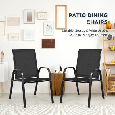 Costway Set of 2 Patio Chairs Portable High Back Garden Camping Dining Chairs W/ Armrest - 4