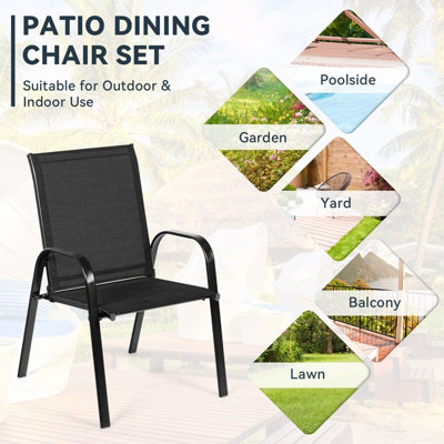 Costway Set of 2 Patio Chairs Portable High Back Garden Camping Dining Chairs W/ Armrest - 8