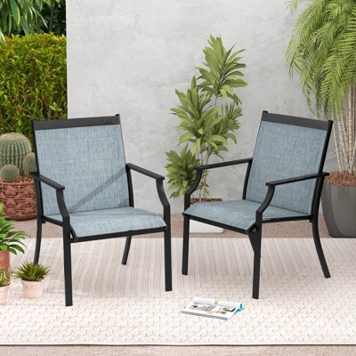 Costway Set of 2 Patio Dining Chairs Outdoor Garden Porch Armchairs w/ Breathable Seat