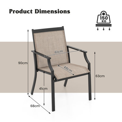 Costway Set of 2 Patio Dining Chairs Outdoor Garden Porch Armchairs w/ Breathable Seat