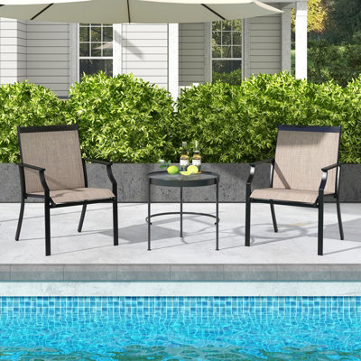 Costway Set of 2 Patio Dining Chairs Outdoor Garden Porch Armchairs w/ Breathable Seat