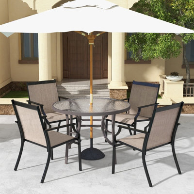 Costway Set of 2 Patio Dining Chairs Outdoor Garden Porch Armchairs w/ Breathable Seat - 5