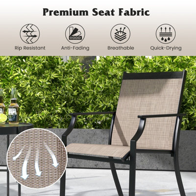 Costway Set of 2 Patio Dining Chairs Outdoor Garden Porch Armchairs w/ Breathable Seat - 6