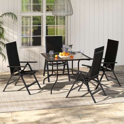 Costway Set of 2 Patio Folding Chairs Outdoor 7-Position Adjustable Reclining Chairs w/ Padded Seat - 4