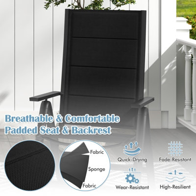 Costway Set of 2 Patio Folding Chairs Outdoor 7-Position Adjustable Reclining Chairs w/ Padded Seat - 7