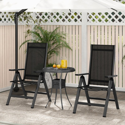 Costway Set of 2 Patio Folding Chairs Outdoor Dining Chairs w/ 7-Position Adjustable Backrest - 3