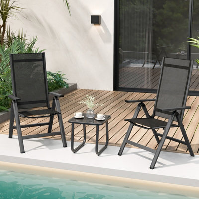 Costway Set of 2 Patio Folding Chairs Outdoor Dining Chairs w/ 7-Position Adjustable Backrest - 4
