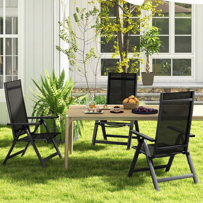 Costway Set of 2 Patio Folding Chairs Outdoor Dining Chairs w/ 7-Position Adjustable Backrest - 5
