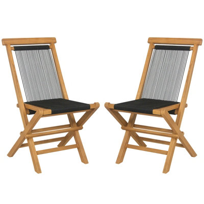 Costway Set of 2 Patio Folding Chairs Portable Garden Solid Teak Wood Dining Chairs