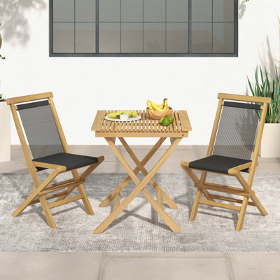 Costway Set of 2 Patio Folding Chairs Portable Garden Solid Teak Wood Dining Chairs - 5