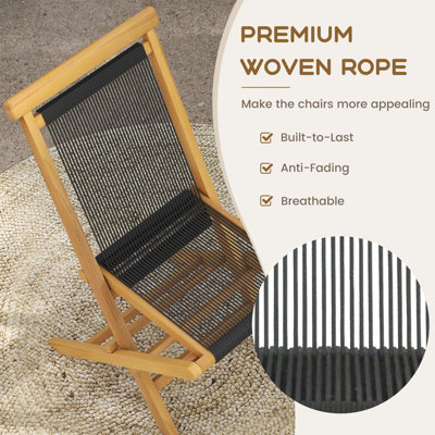Costway Set of 2 Patio Folding Chairs Portable Garden Solid Teak Wood Dining Chairs - 7