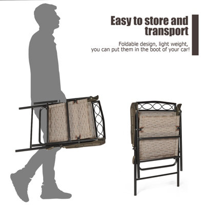 Costway Set of 2 Patio Folding Chairs Sling Chairs Armchair Dining Chair Set w/ Armrest - 6