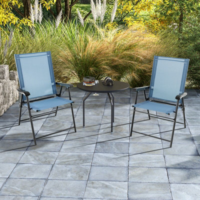 Costway Set of 2 Patio Folding Dining Chairs Outdoor Portable Sling Back Chairs - 3