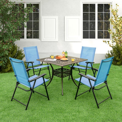 Costway Set of 2 Patio Folding Dining Chairs Outdoor Portable Sling Back Chairs - 4