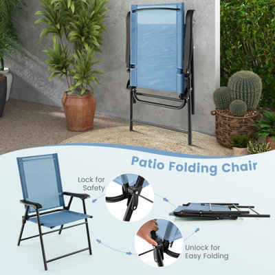 Costway Set of 2 Patio Folding Dining Chairs Outdoor Portable Sling Back Chairs - 5