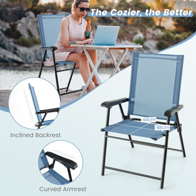 Costway Set of 2 Patio Folding Dining Chairs Outdoor Portable Sling Back Chairs - 7