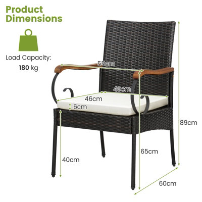 Costway Set of 2 Patio Wicker Chair Set Outdoor PE Rattan Chairs w/ Cushion