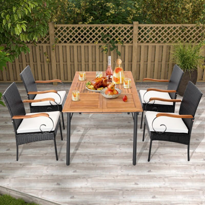 Costway Set of 2 Patio Wicker Chair Set Outdoor PE Rattan Chairs w/ Cushion - 4