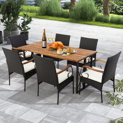 Costway Set of 2 Patio Wicker Chair Set Outdoor PE Rattan Chairs w/ Cushion - 5