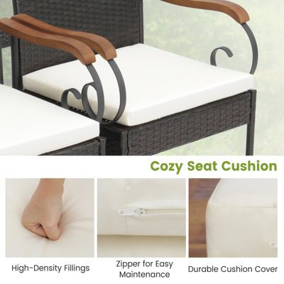 Costway Set of 2 Patio Wicker Chair Set Outdoor PE Rattan Chairs w/ Cushion - 7
