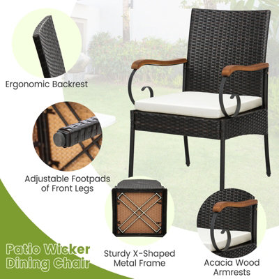 Costway Set of 2 Patio Wicker Chair Set Outdoor PE Rattan Chairs w/ Cushion - 8