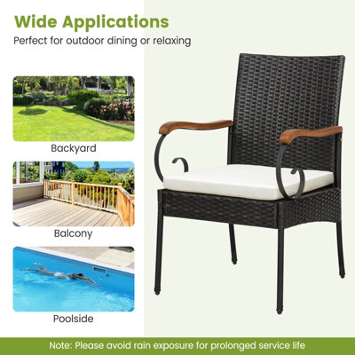 Costway Set of 2 Patio Wicker Chair Set Outdoor PE Rattan Chairs w/ Cushion - 9