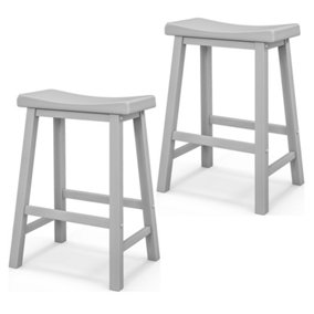 Costway Set of 2 Saddle Stools Counter Height Stools w/ Solid Wood Legs & Footrests