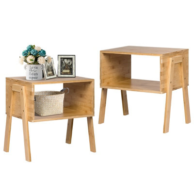 Bamboo nightstand set on sale of 2