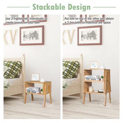 Bamboo stackable deals nightstand