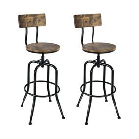 Costway Set of 2 Swivel Bar Stool Adjustable Kitchen Dining Chair W/ Ergonomic Backrest