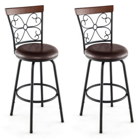 Costway Set of 2 Swivel Bar Stools Height Adjustable Bar Chairs w/ Cushioned Seat