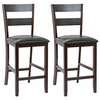 Costway Set of 2 Upholstered Bar Stools Counter Height Kitchen Dining ...