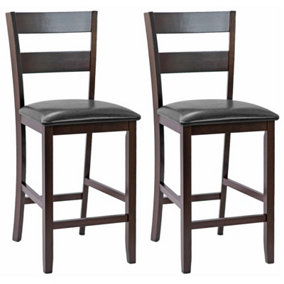 Costway Set of 2 Upholstered Bar Stools Counter Height Kitchen Dining Pub Chairs