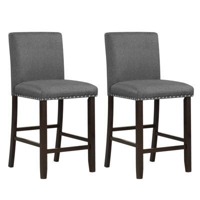 Costway Set of 2 Upholstered Bar Stools Linen Counter Height Chair