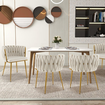 Costway Set of 2 Upholstered Dining Chair Velvet Modern Chair w/ Curved Backrest