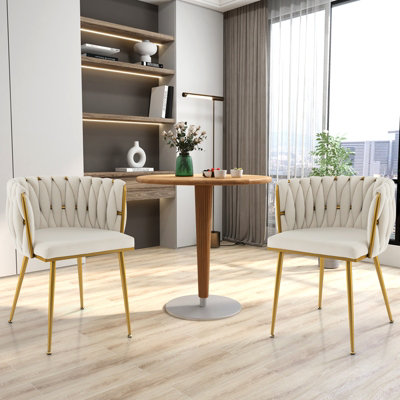 Costway Set of 2 Upholstered Dining Chair Velvet Modern Chair w/ Curved Backrest
