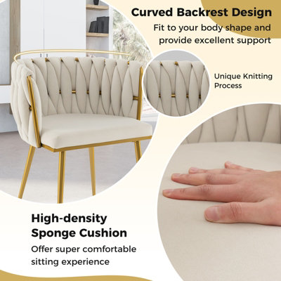 Costway Set of 2 Upholstered Dining Chair Velvet Modern Chair w/ Curved Backrest