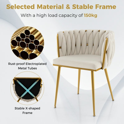 Costway Set of 2 Upholstered Dining Chair Velvet Modern Chair w/ Curved Backrest
