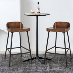 Costway Set of 2 Vintage Industrial Bar Stools Kitchen Breakfast High Chair Low-Back